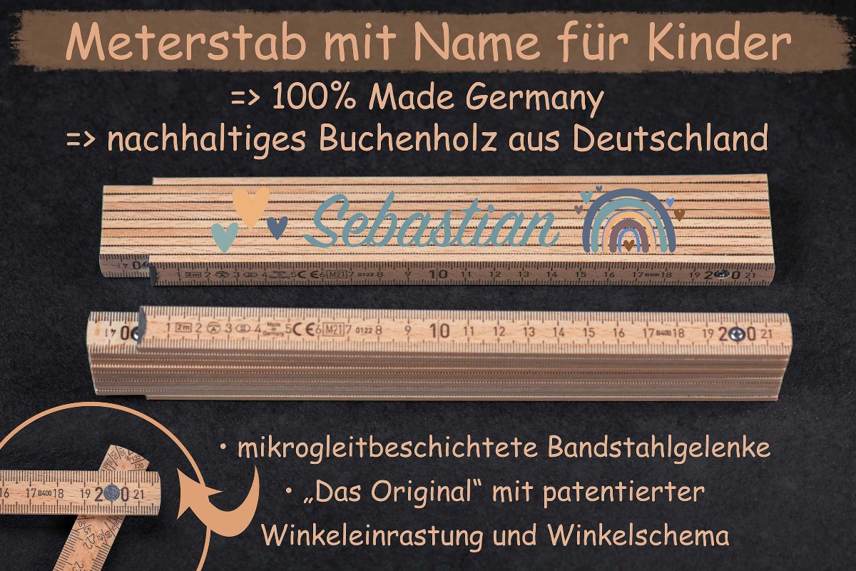 Kinder Zollstock personalisiert mit Baustelle und Werkzeugen • Mini Handwerker