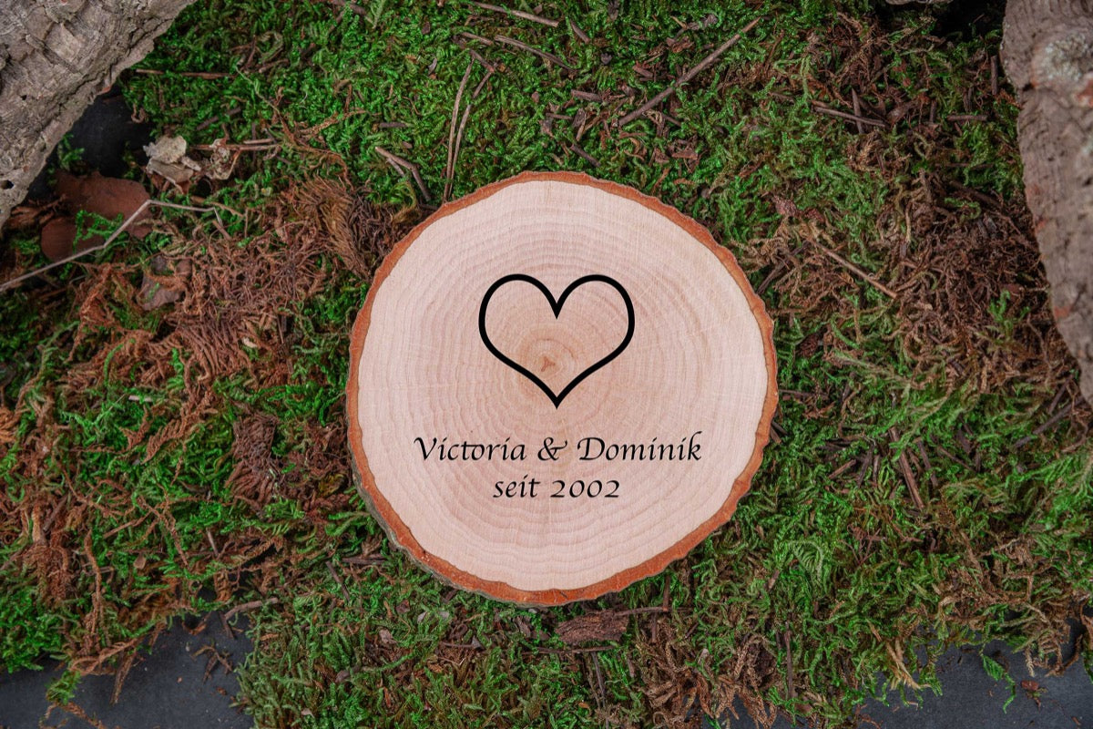 Personalisierte Baumscheibe ideal zum Jahrestag