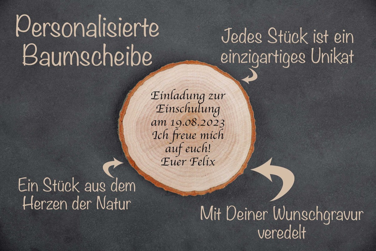 Personalisierte Baumscheibe mit Wunschgravur