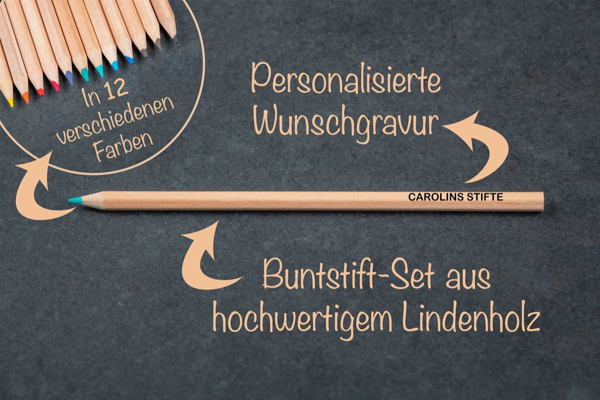 12 Buntstifte-Set mit Namen personalisierbar