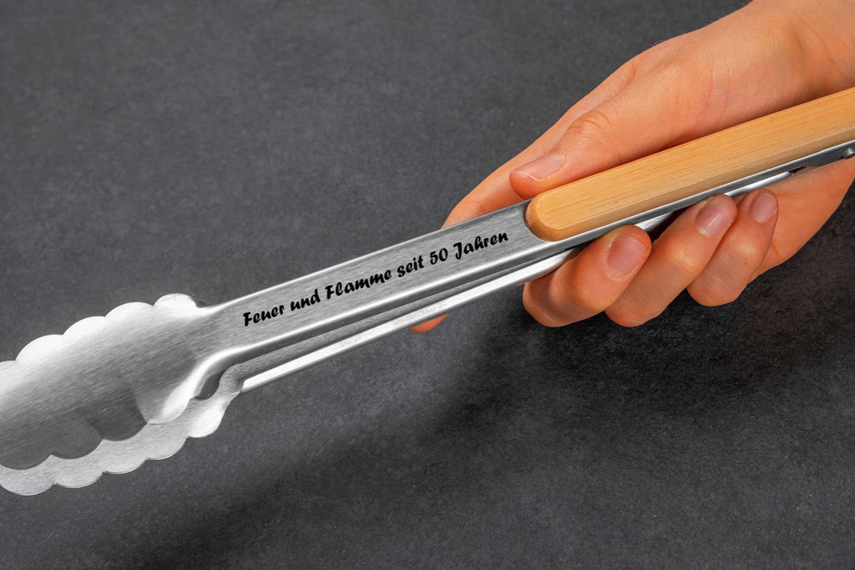 Personalisierte Grillzange aus Edelstahl