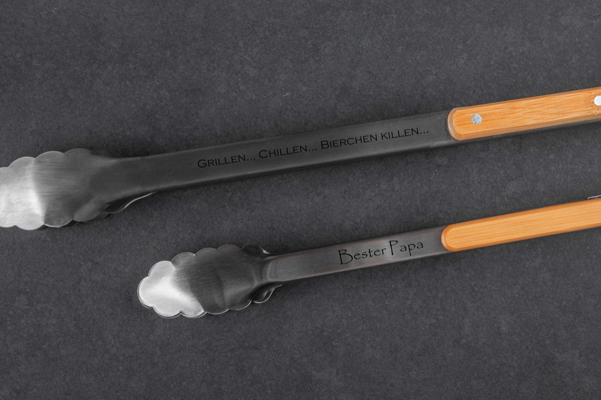 Personalisierte Grillzange aus Edelstahl