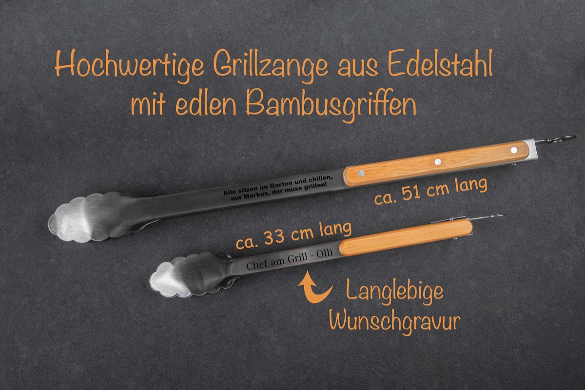 Personalisierte Grillzange aus Edelstahl
