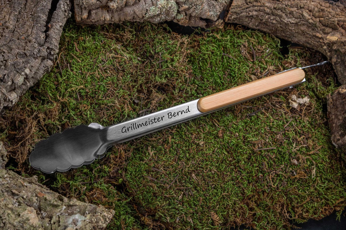 Personalisierte Grillzange aus Edelstahl