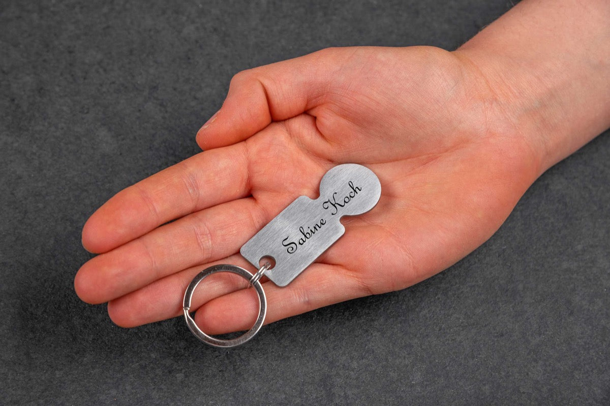 Einkaufswagenchip aus Edelstahl mit Deiner Wunschgravur