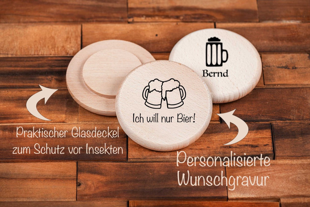Bierglasdeckel mit personalisierter Gravur