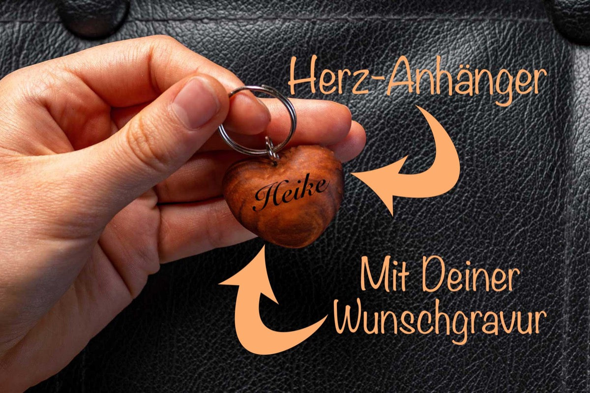 Schlüsselanhänger in Herz-Form mit Gravur
