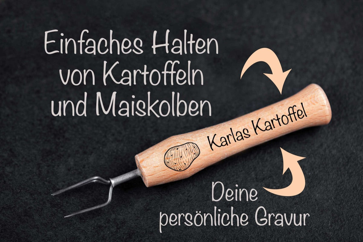 Kartoffel- und Maiskolbenhalter mit individueller Lasergravur