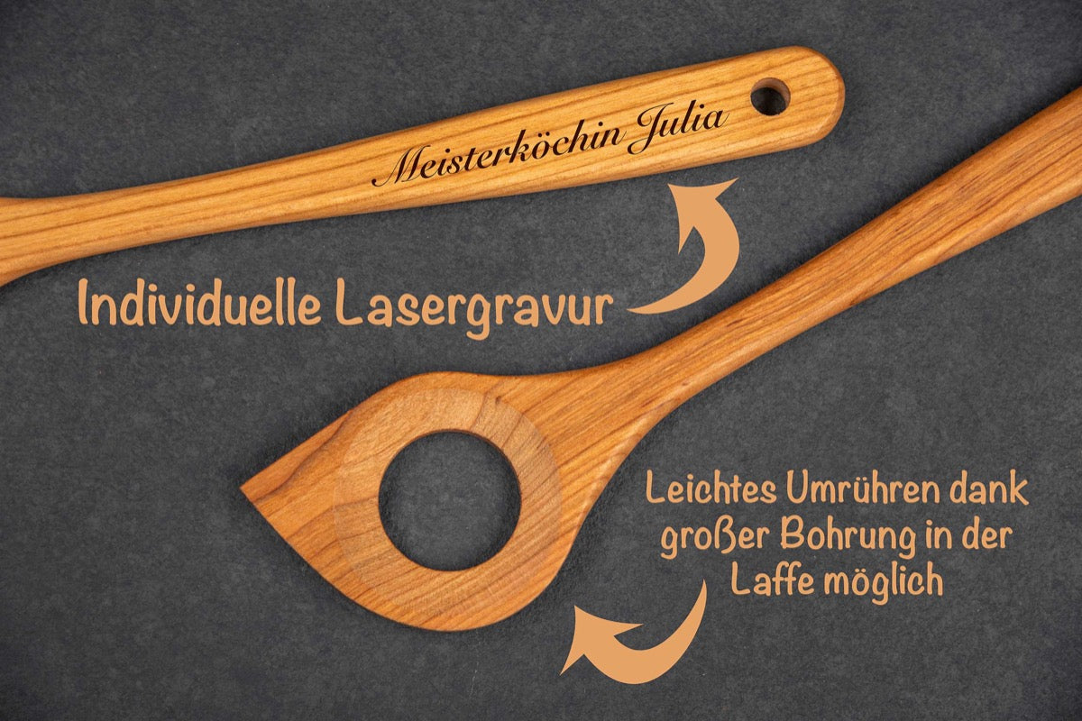 Kirschholz-Kochlöffel mit personalisierter Gravur