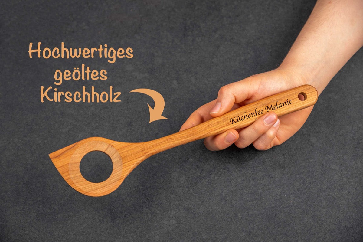 Kirschholz-Kochlöffel mit personalisierter Gravur