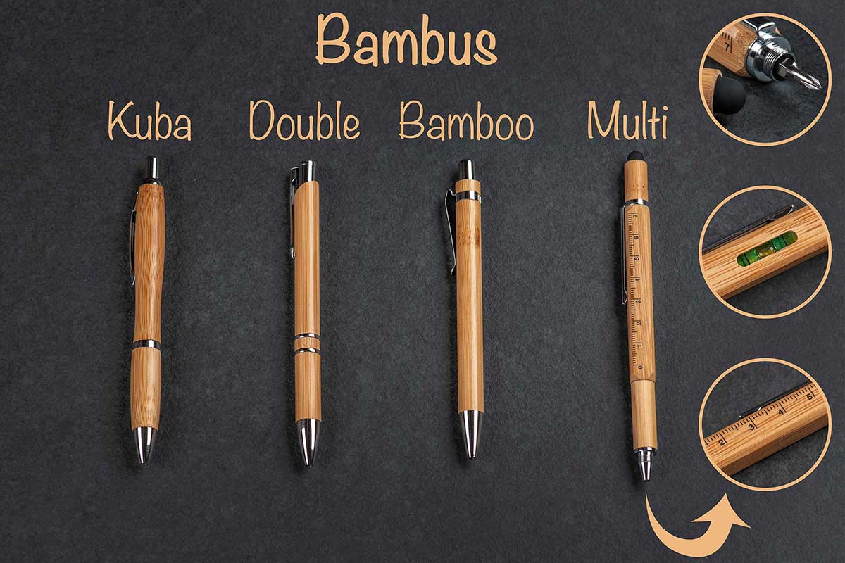 Personalisierter Kugelschreiber aus Bambus mit Gravur