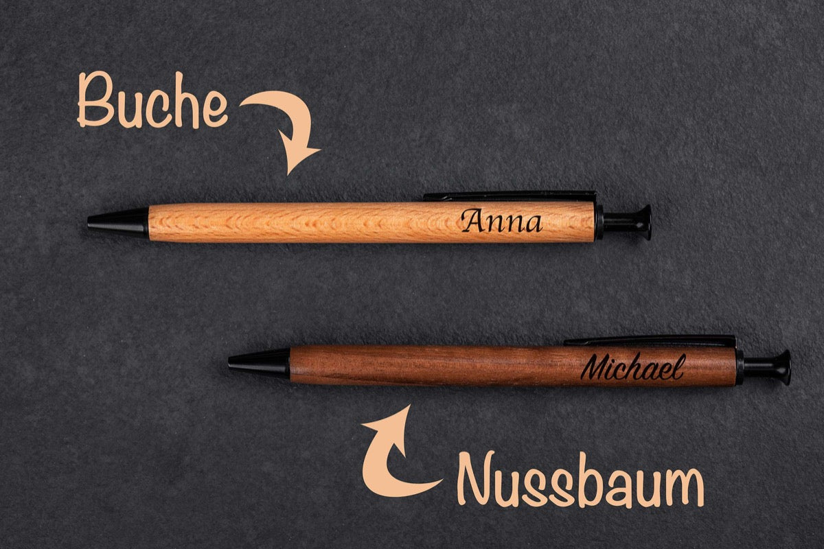 Kugelschreiber aus Buche und Nussbaum