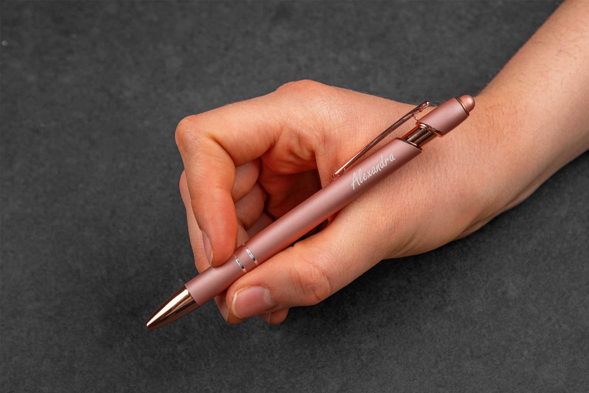 Metall-Kugelschreiber mit roségold Akzenten