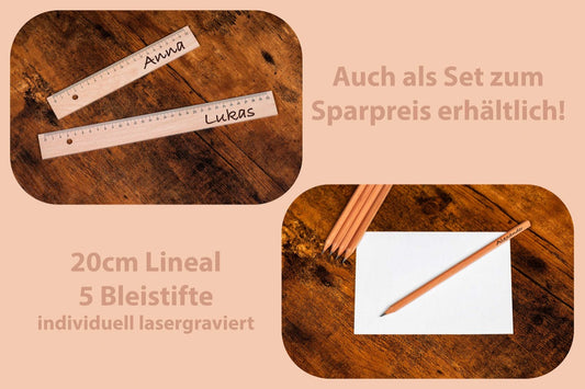 Bleistift und Lineal im Set