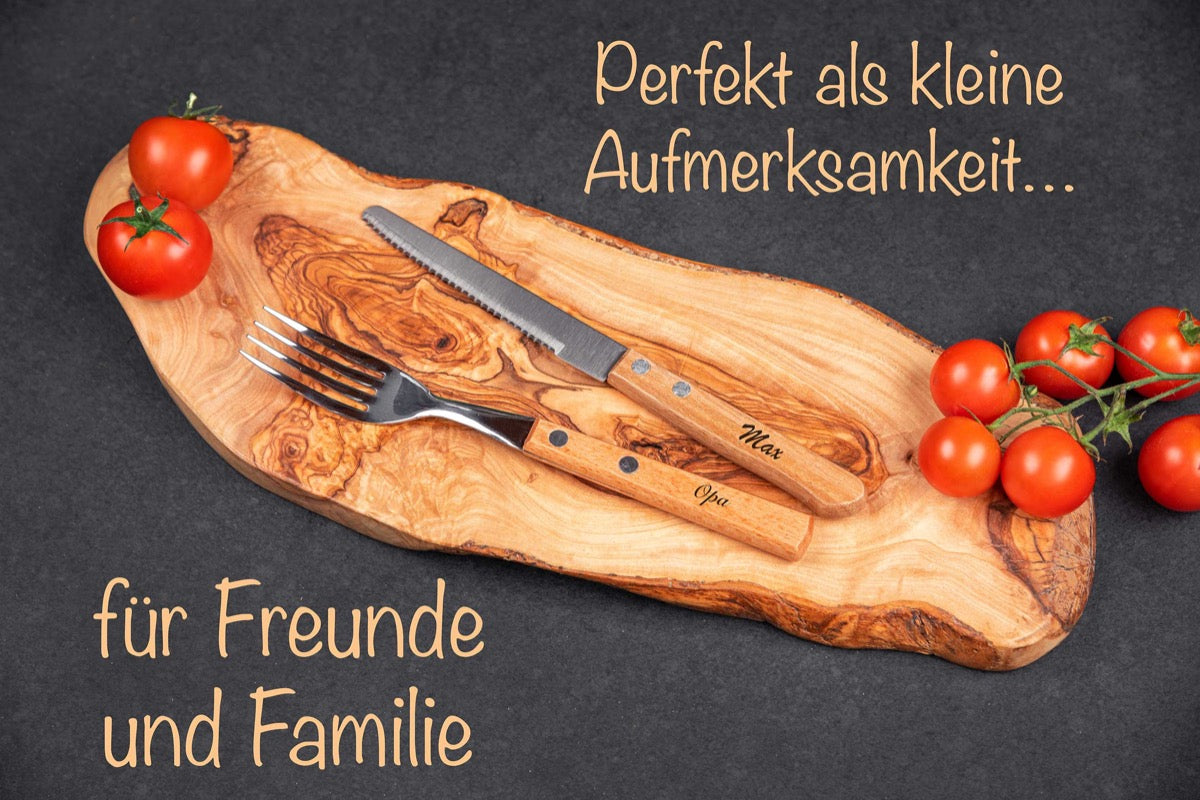 Messer, Gabel und Löffel mit personalisierter Lasergravur