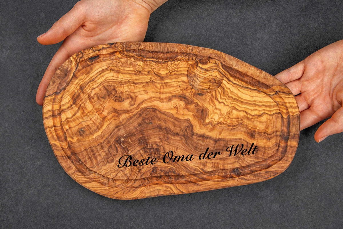 Olivenholz-Brettchen mit Deinem Wunschtext