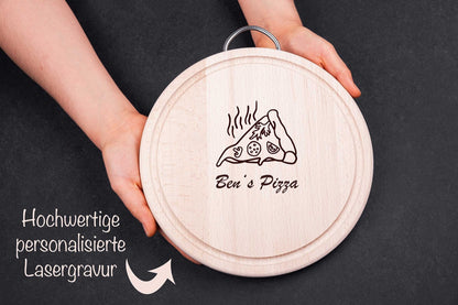 Pizzabrett aus Holz personalisiert