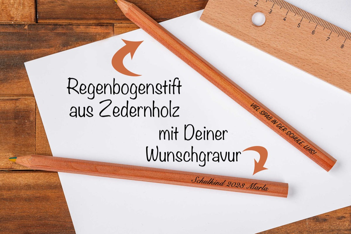 Regenbogenstift mit Namen personalisiert