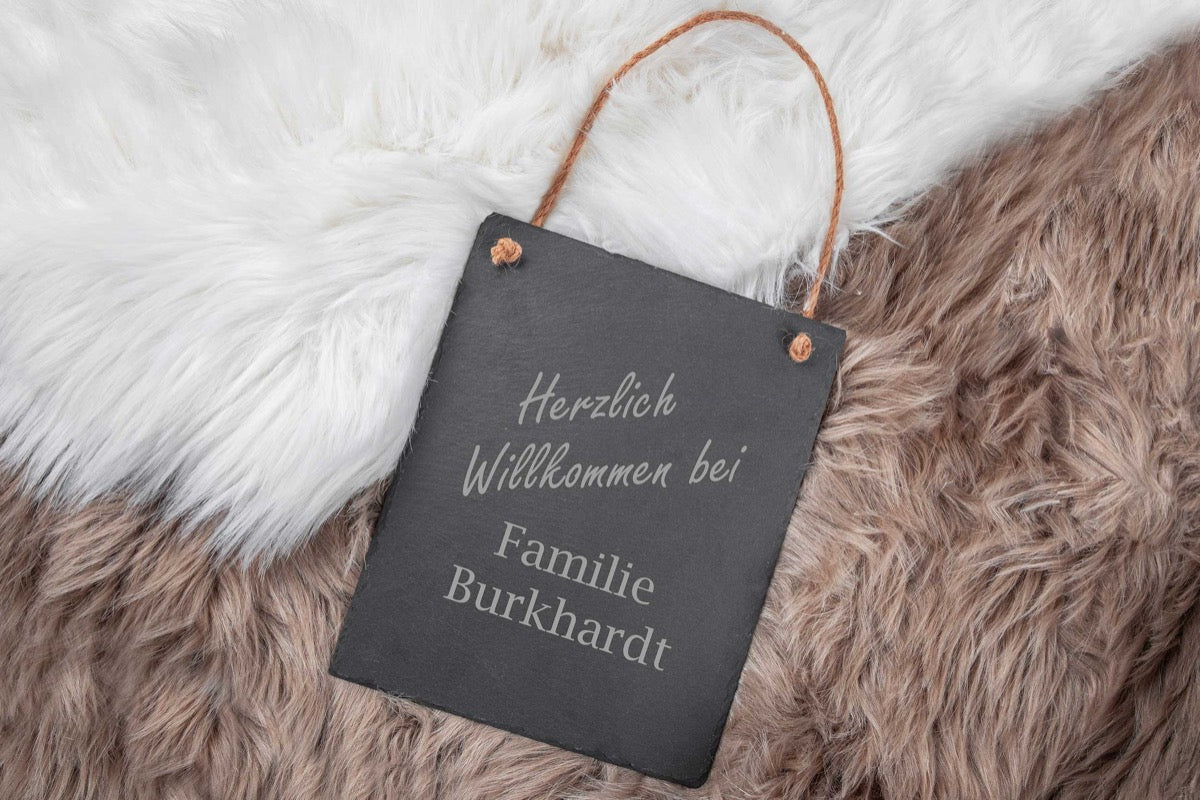 Große Schieferplatte mit Gravur perfekt als Türschild