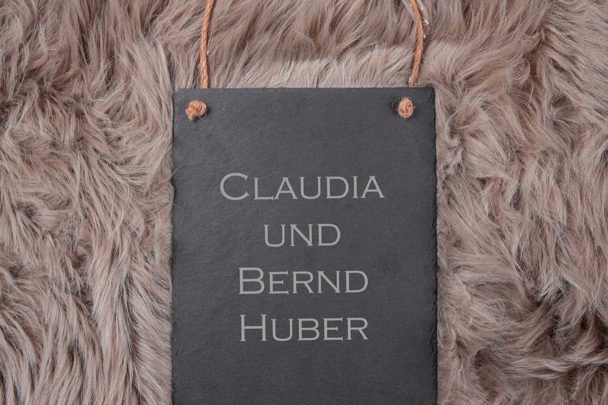 Große Schieferplatte mit Gravur perfekt als Türschild