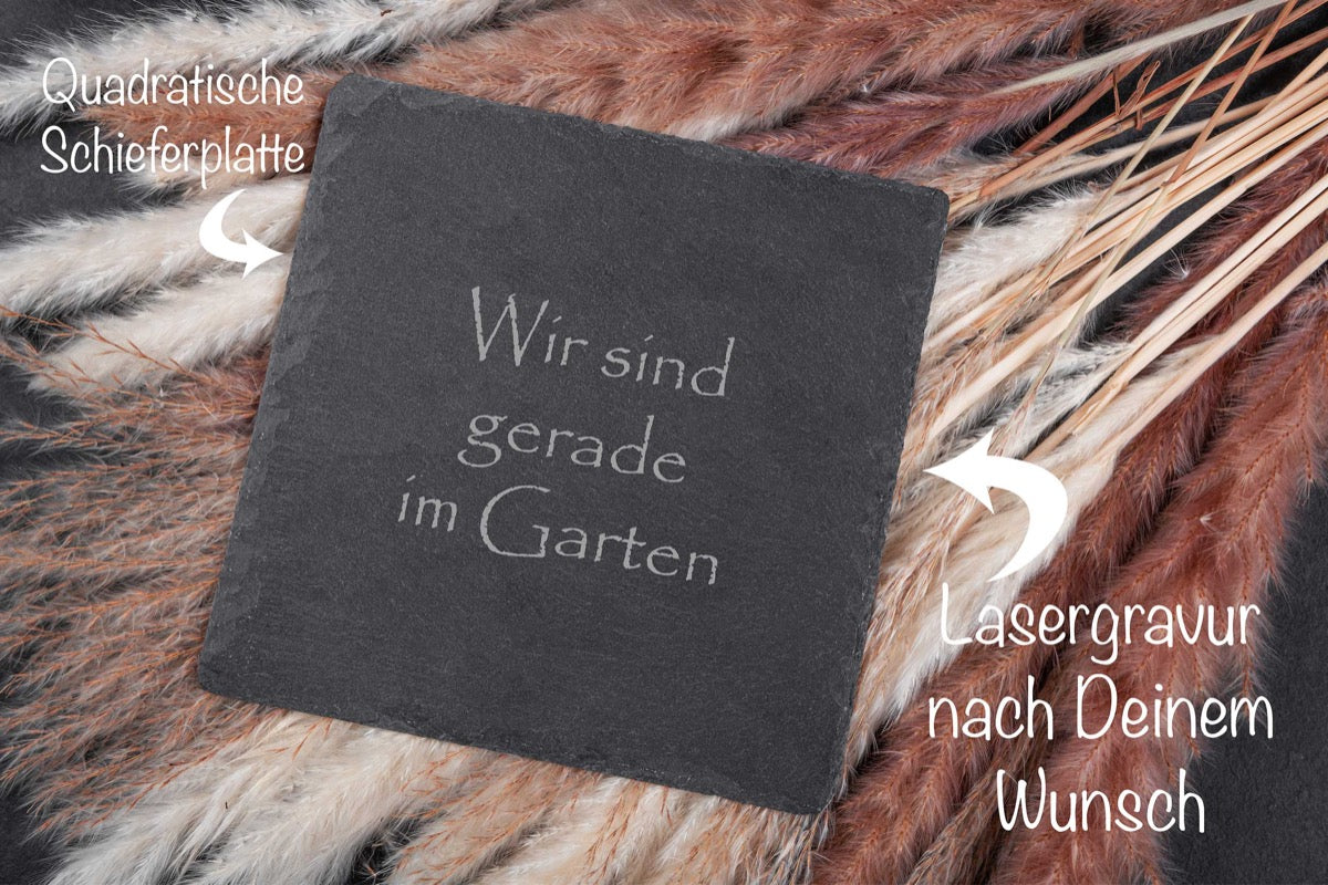 Quadratische Schieferplatte mit Deiner Wunschgravur