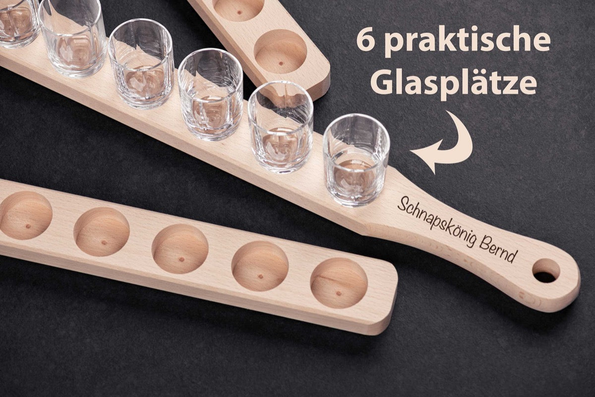 Individuell personalisierbare Schnapslatte mit Wunschgravur