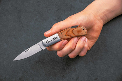 Taschenmesser personalisiert aus Edelstahl mit Buchenholz-Griff