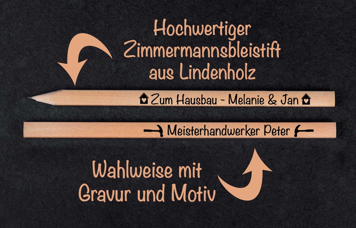 Zimmermannsbleistift mit personalisierter Gravur