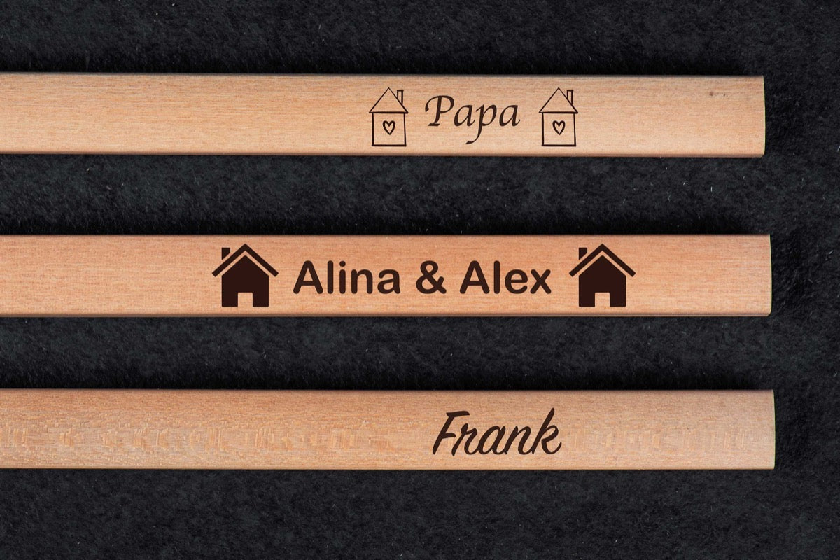 Zimmermannsbleistift mit personalisierter Gravur