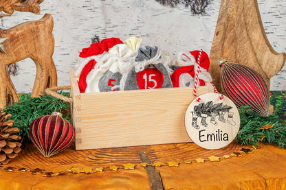Adventskalender Holzschild mit Name - Adventskiste mit Holzschild