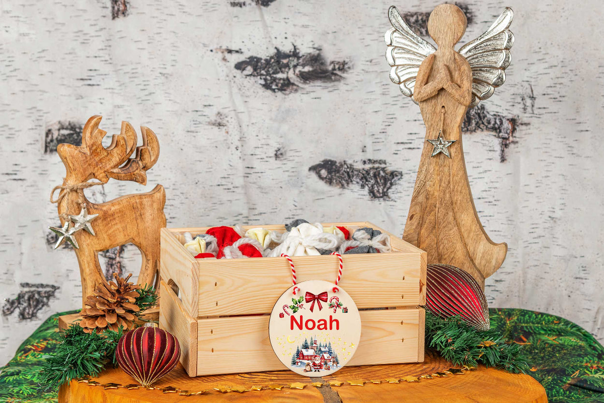 Adventskalender Holzschild mit Name - Adventskiste mit Holzschild
