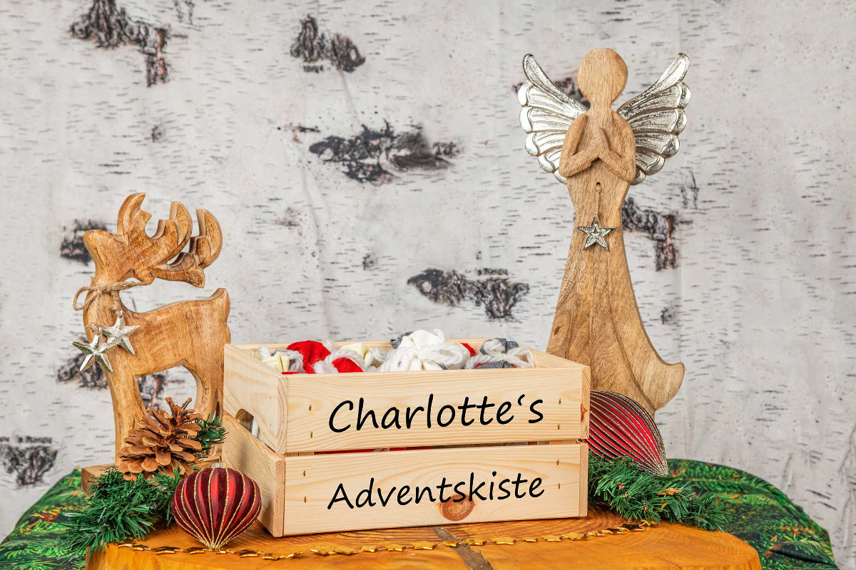 Adventskiste personalisiert mit Gravur - Adventskalender personalisiert aus Holz