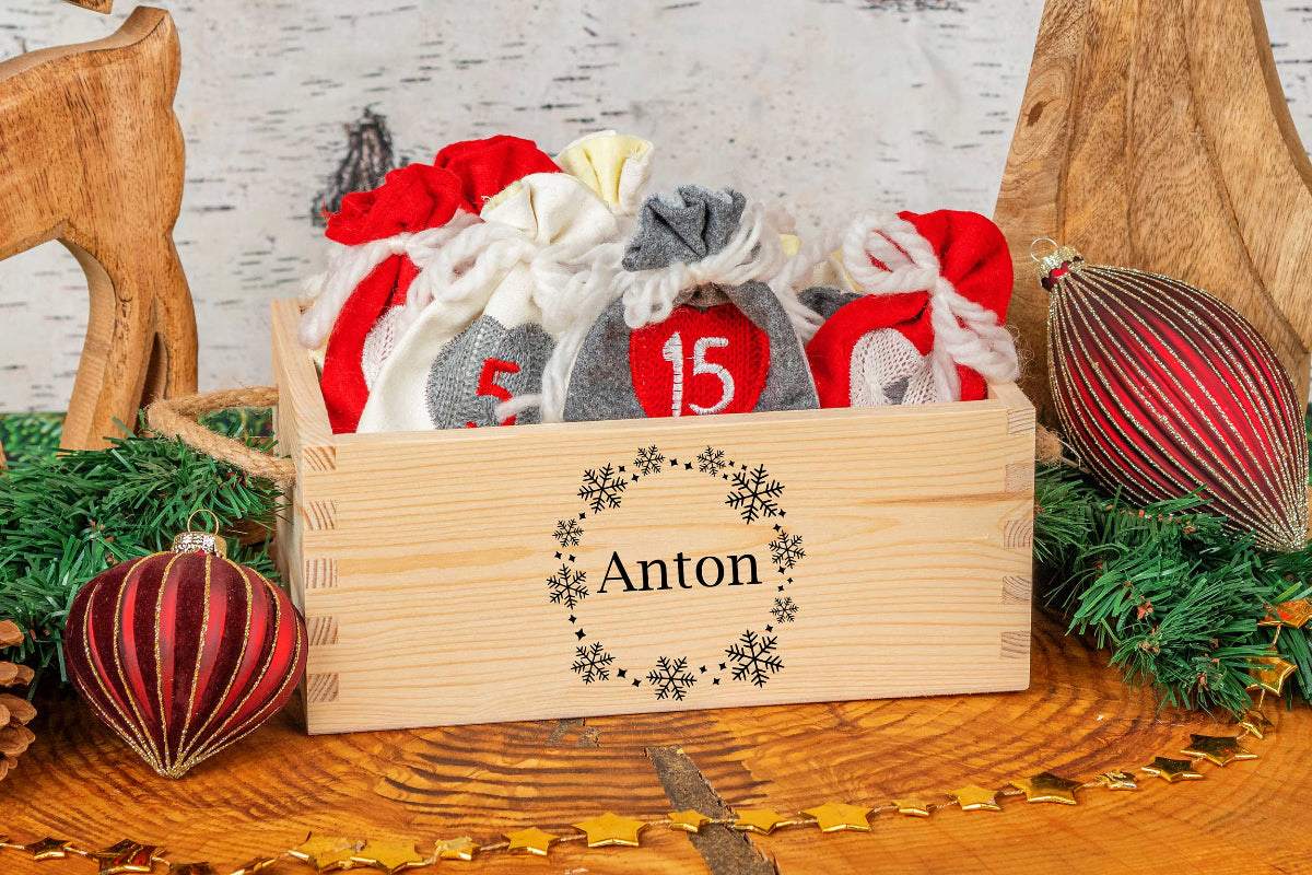 Adventskiste personalisiert mit Gravur - Adventskalender personalisiert aus Holz