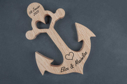 Personalisierter Anker aus Eichenholz