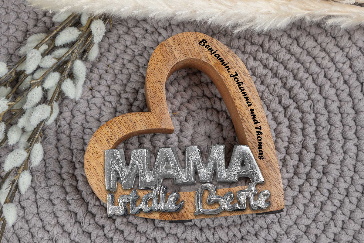 Holz Herz mit Mama Schriftzug • Muttertagsgeschenk