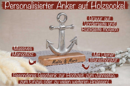 Hochzeitsgeschenk Anker mit Deiner Wunschgravur personalisiert