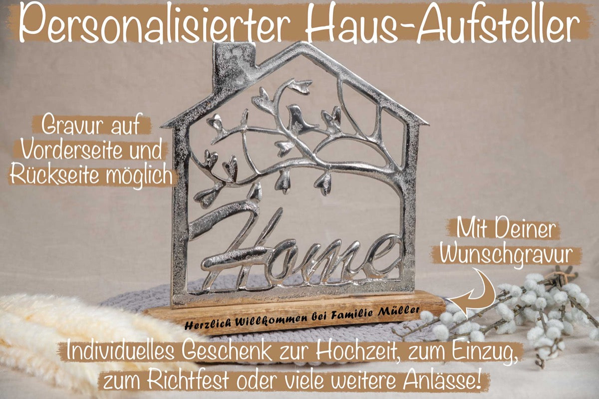 Einzugsgeschenk Haus mit Deiner Wunschgravur personalisiert