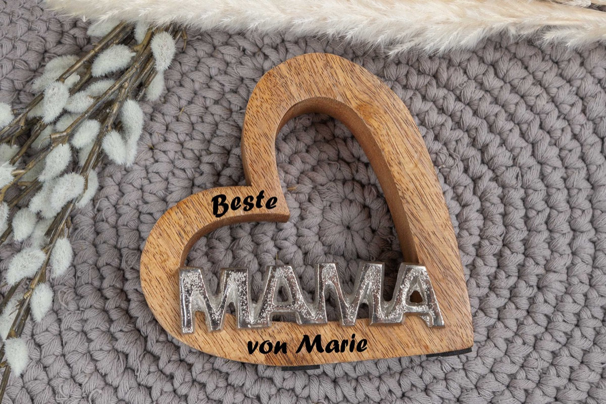 Holz Herz mit Mama Schriftzug • Muttertagsgeschenk