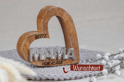 Holz Herz mit Mama Schriftzug • Muttertagsgeschenk