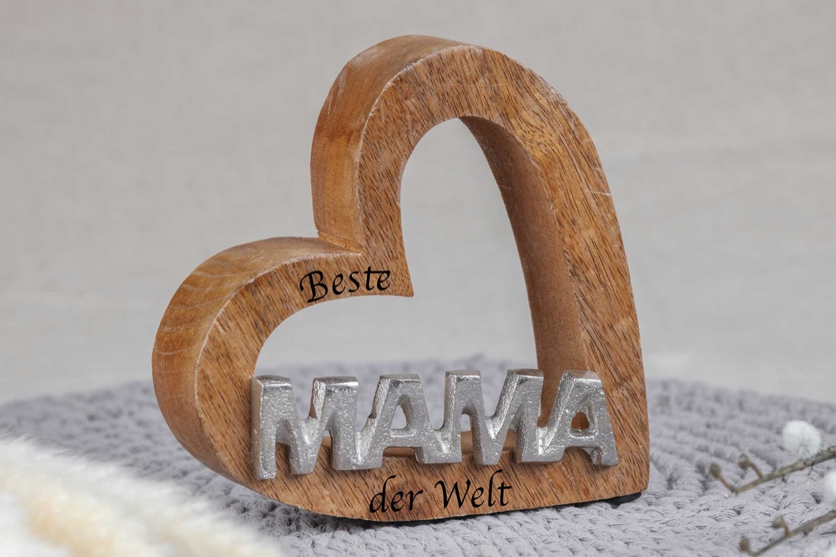 Holz Herz mit Mama Schriftzug • Muttertagsgeschenk