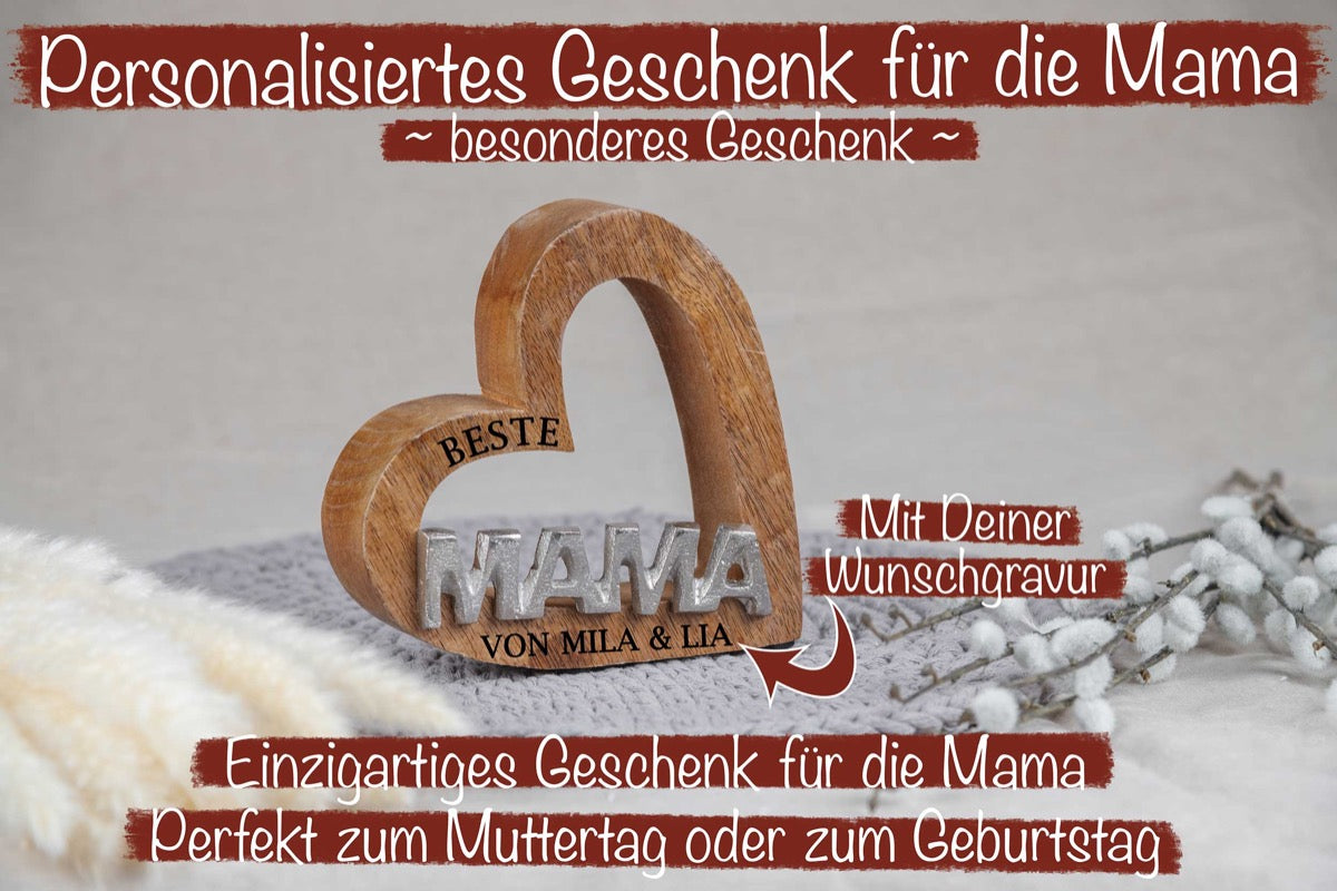 Holz Herz mit Mama Schriftzug • Muttertagsgeschenk