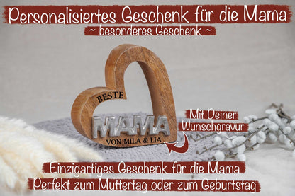 Holz Herz mit Mama Schriftzug • Muttertagsgeschenk