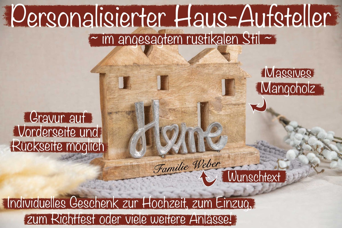 Einzugsgeschenk Haus mit Deiner Wunschgravur personalisiert