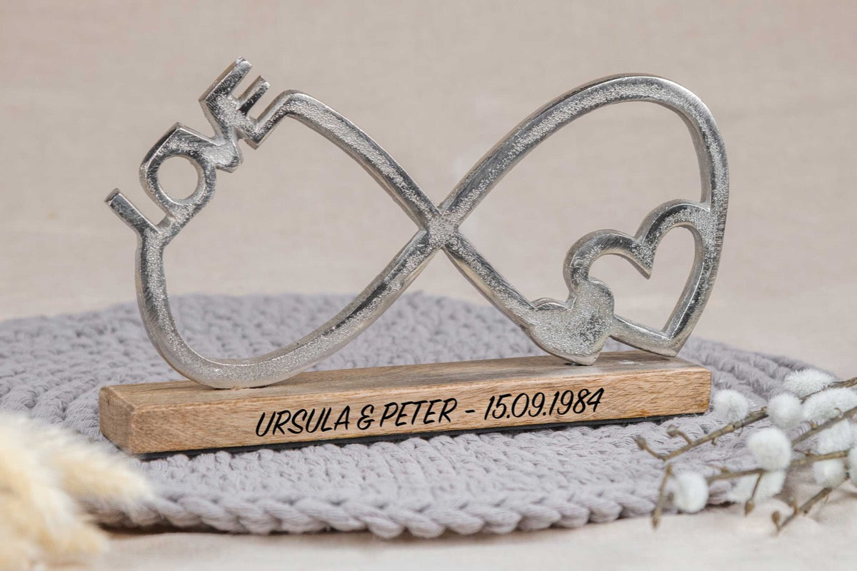 Hochzeitsgeschenk Infinity mit Gravur personalisiert