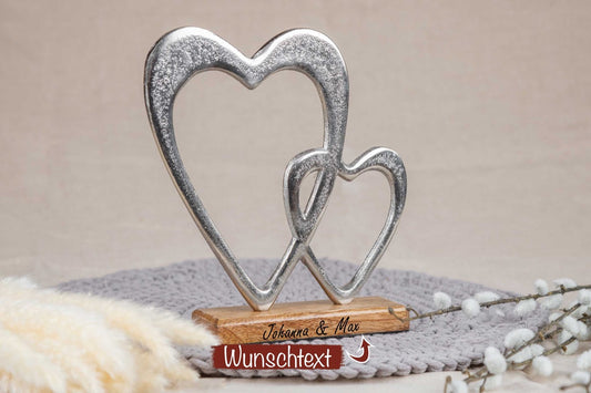 Hochzeitsgeschenk Herz geschlungen mit Deiner Wunschgravur personalisiert
