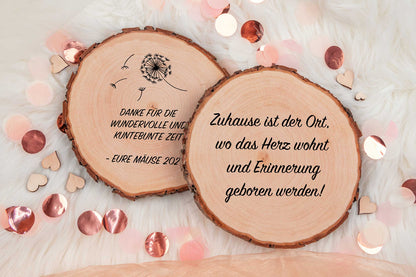 Baumscheibe mit Gravur und vielen Motiven