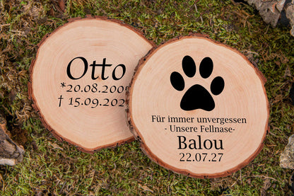 Baumscheibe mit Gravur und vielen Motiven