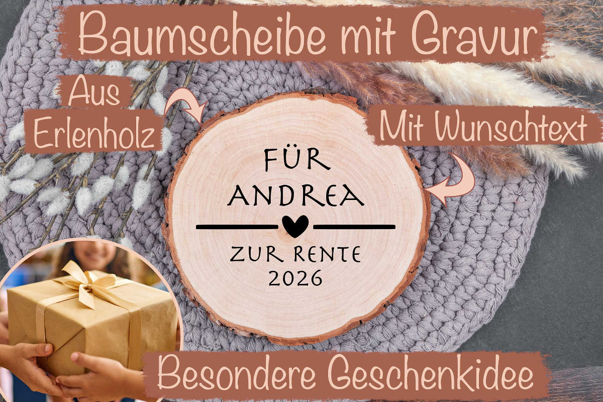 Baumscheibe mit Gravur nach Wunsch personalisiert