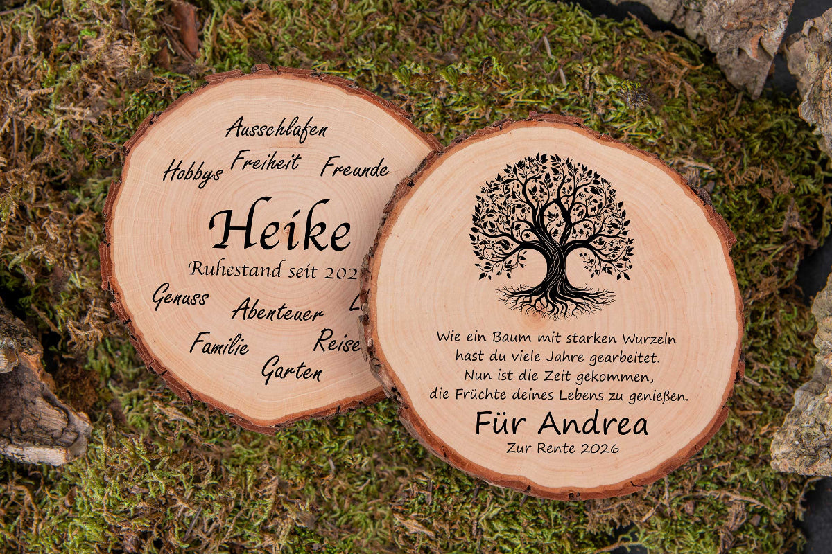 Baumscheibe mit Gravur nach Wunsch personalisiert