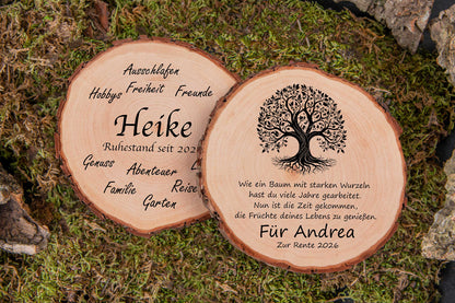 Baumscheibe mit Gravur nach Wunsch personalisiert